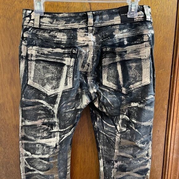 NWT Denimocracy Black Gold Shredded Denim Stretchy - Picture 7 of 9